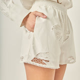 Embroidered Cutwork Poplin Shorts