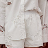 Embroidered Cutwork Poplin Shorts
