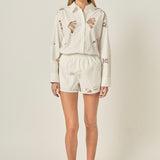 Embroidered Cutwork Poplin Shorts