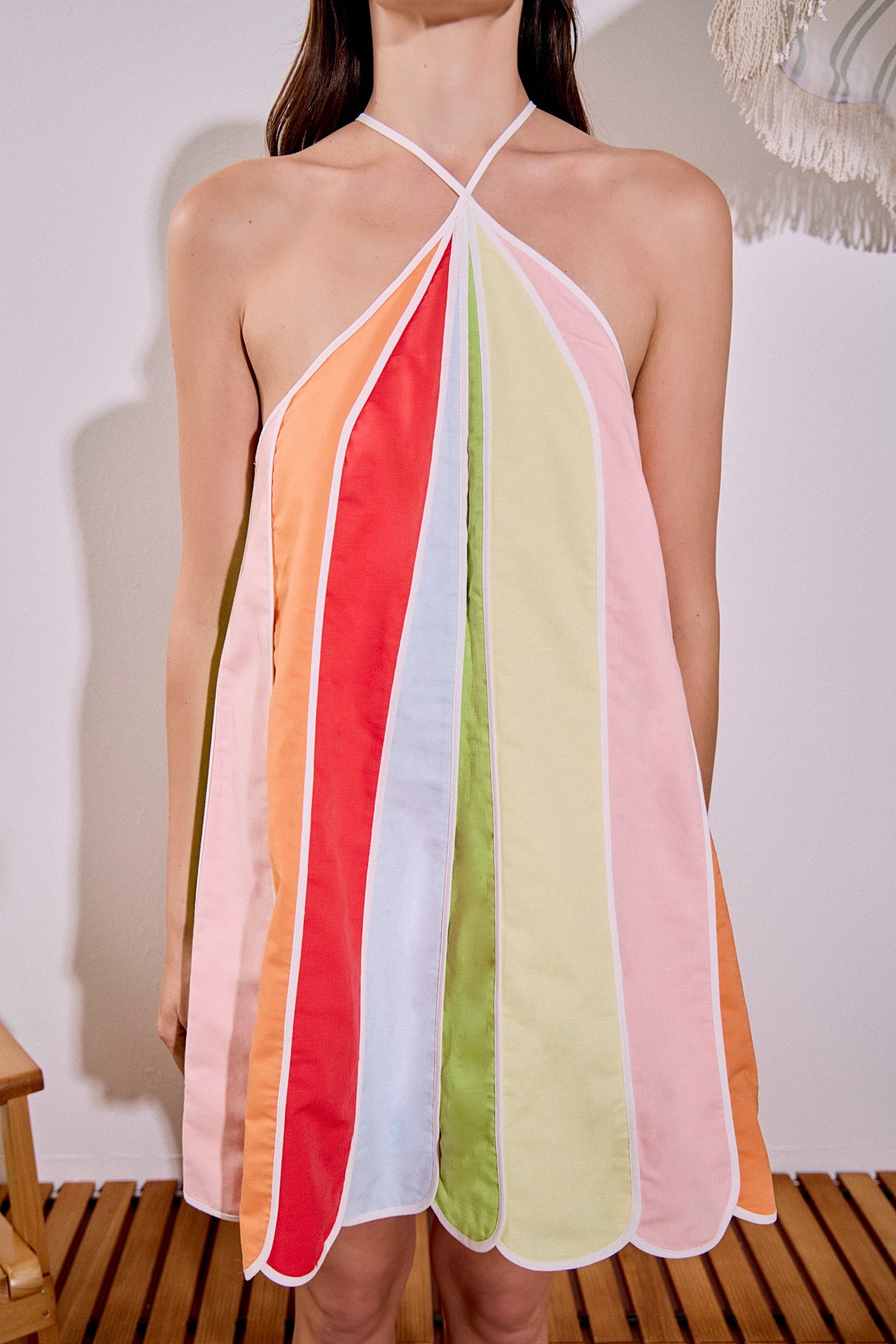 English Factory - Colorblock Petal Halter Mini Dress MULTI COLOR / S English Factory - Colorblock Petal Halter Mini Dress MULTI COLOR / S