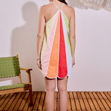 Colorblock Petal Halter Mini Dress