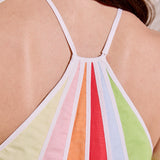 Colorblock Petal Halter Mini Dress