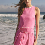 Contrast Trim Scalloped Top