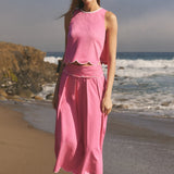 Contrast Trim Scalloped Top