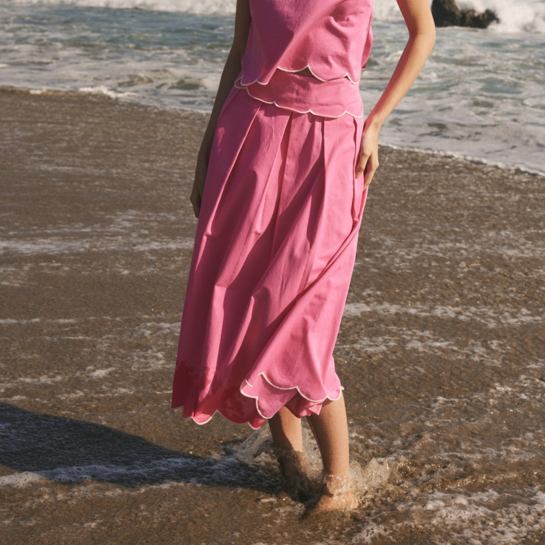 Scalloped Midi Skirt