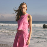 Contrast Trim Scalloped Top