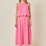 Scalloped Midi Skirt