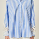 Embroidered Lace Stripe Shirt