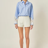 Embroidered Lace Stripe Shirt