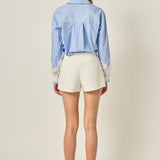 Embroidered Lace Stripe Shirt