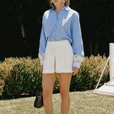 Embroidered Lace Stripe Shirt