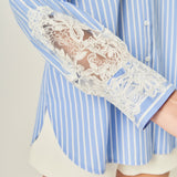 Embroidered Lace Stripe Shirt