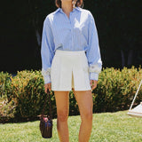 Embroidered Lace Stripe Shirt