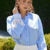 Embroidered Lace Stripe Shirt