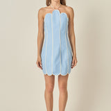 Scalloped Halter Mini Dress