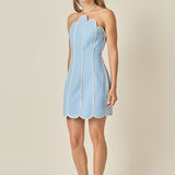 Scalloped Halter Mini Dress