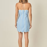 Scalloped Halter Mini Dress