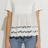 Knit Eyelet Mixed T-Shirt