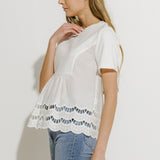 Knit Eyelet Mixed T-Shirt