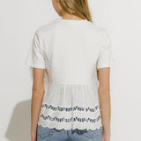 Knit Eyelet Mixed T-Shirt