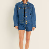 Buttoned Denim Shorts