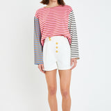 Buttoned Denim Shorts