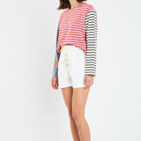 Buttoned Denim Shorts