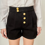 Buttoned Denim Shorts