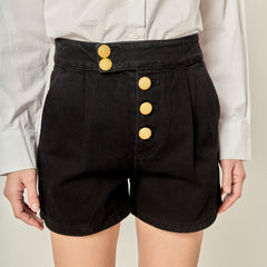 Buttoned Denim Shorts