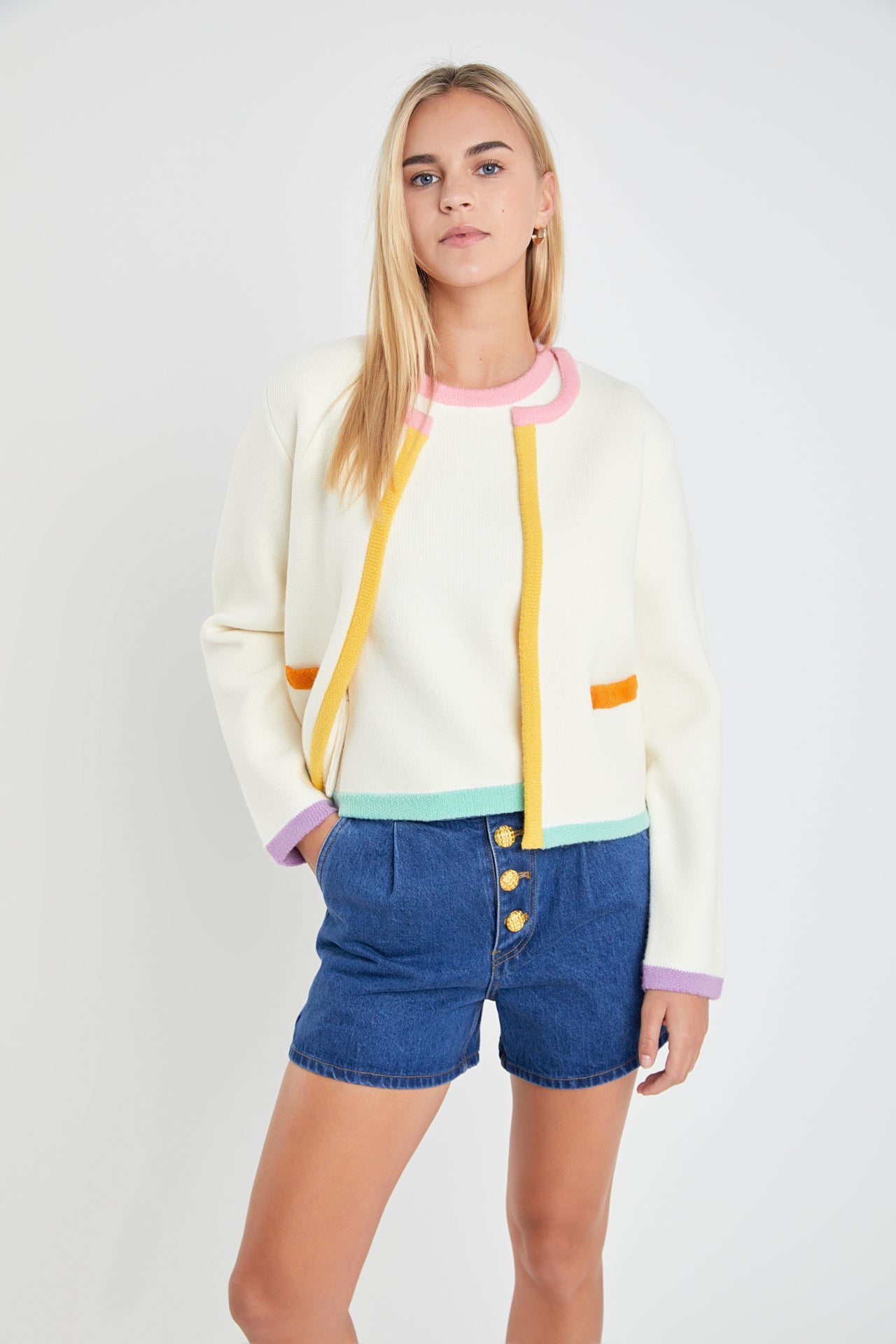 Color Block Sweater Cardigan – English Factory