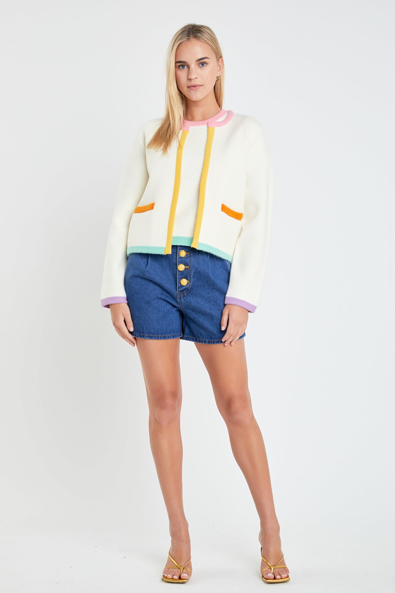Color Block Sweater Cardigan – English Factory