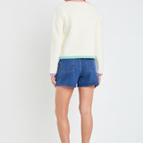 Cárdigan tipo suéter con bloques de color 