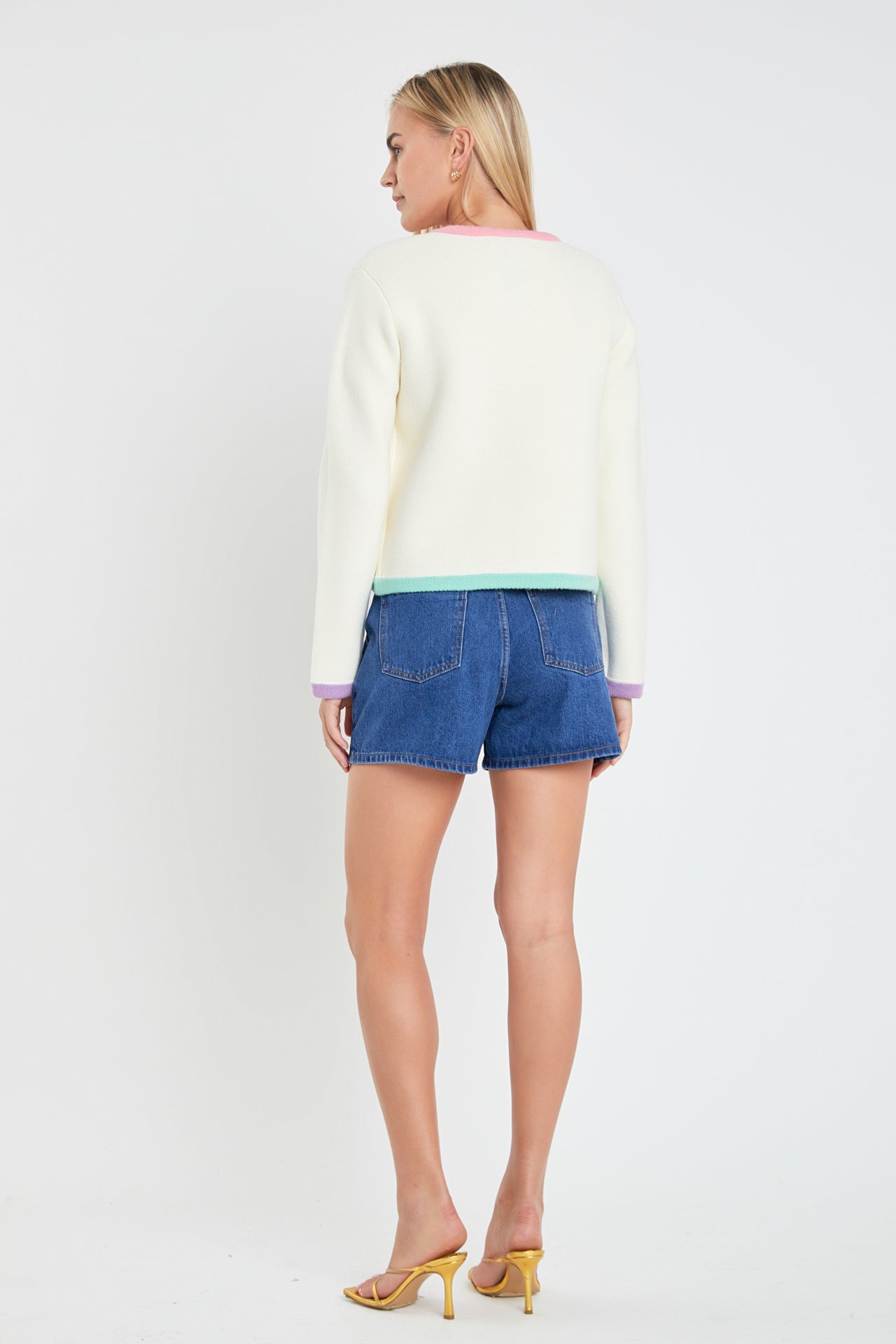 ENFOLD エンフォルド COLOR BLOCK CARDIGAN 38 24AW】ENFOLD エンフォルド / COLOR-BLOCK CARDIGAN / カーディガン