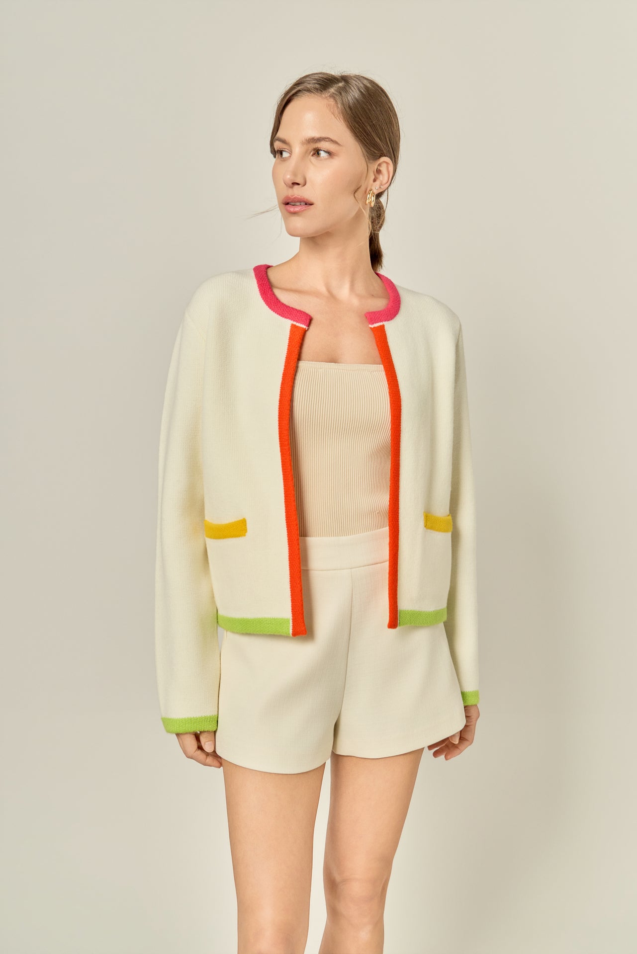 Color Block Sweater Cardigan – English Factory