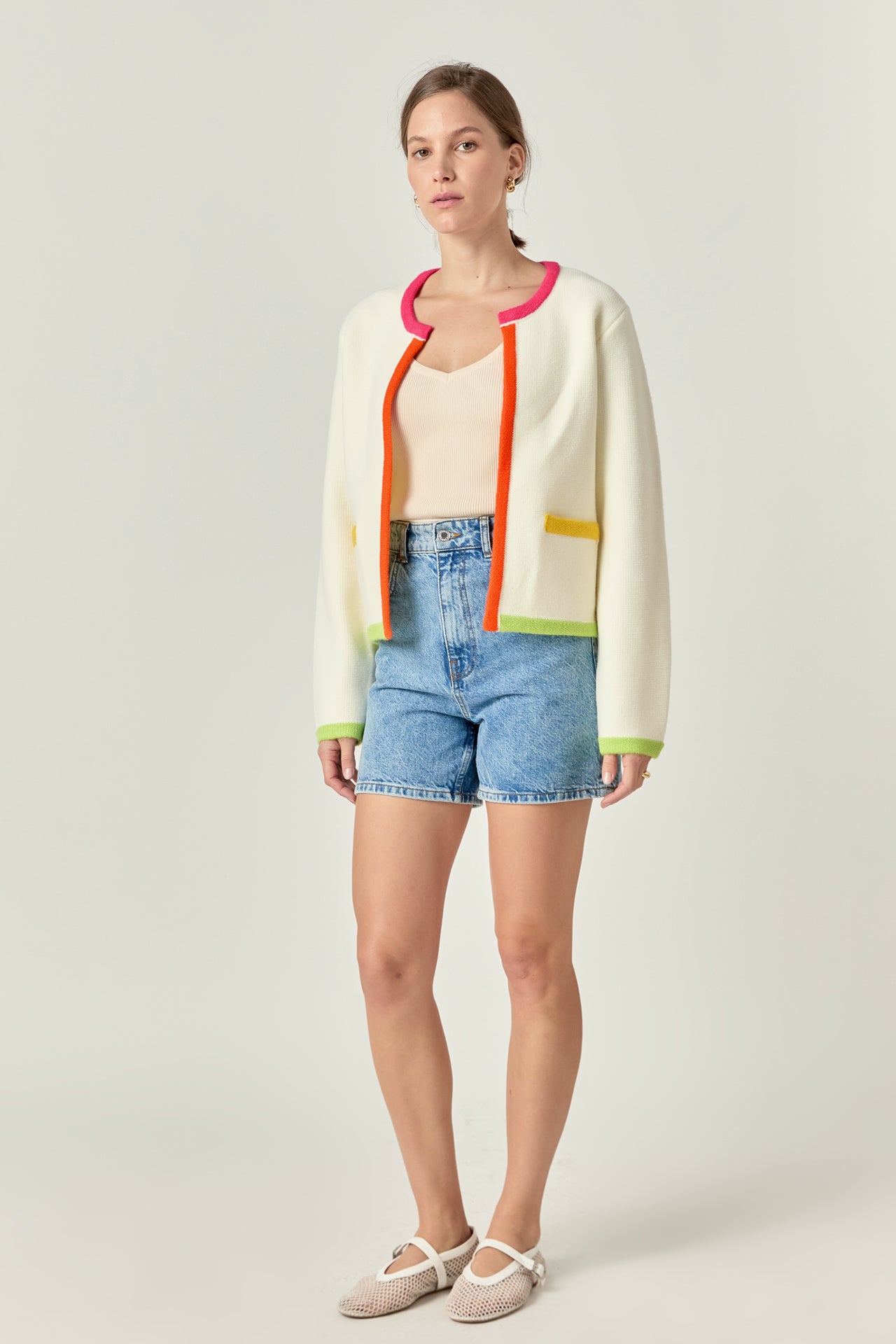 Color Block Sweater Cardigan – English Factory