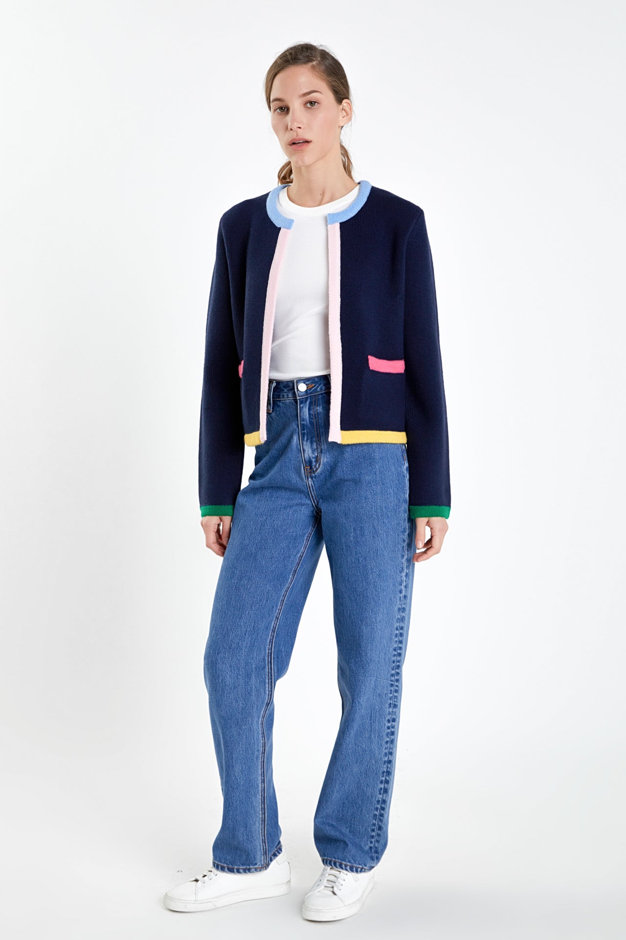 Color Block Sweater Cardigan – English Factory