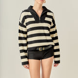 Striped Half-Zip Sweater