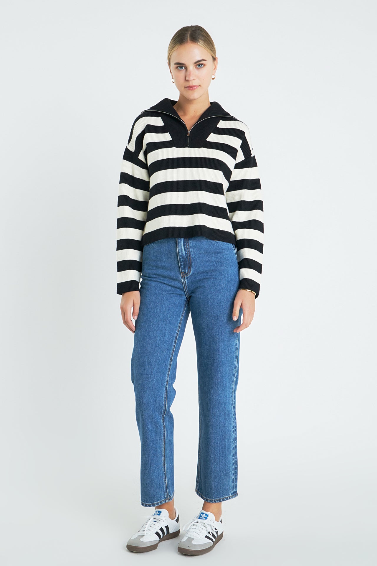 Striped Half-Zip Sweater