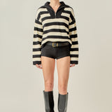 Striped Half-Zip Sweater