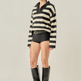 Striped Half-Zip Sweater