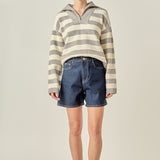 Striped Half-Zip Sweater