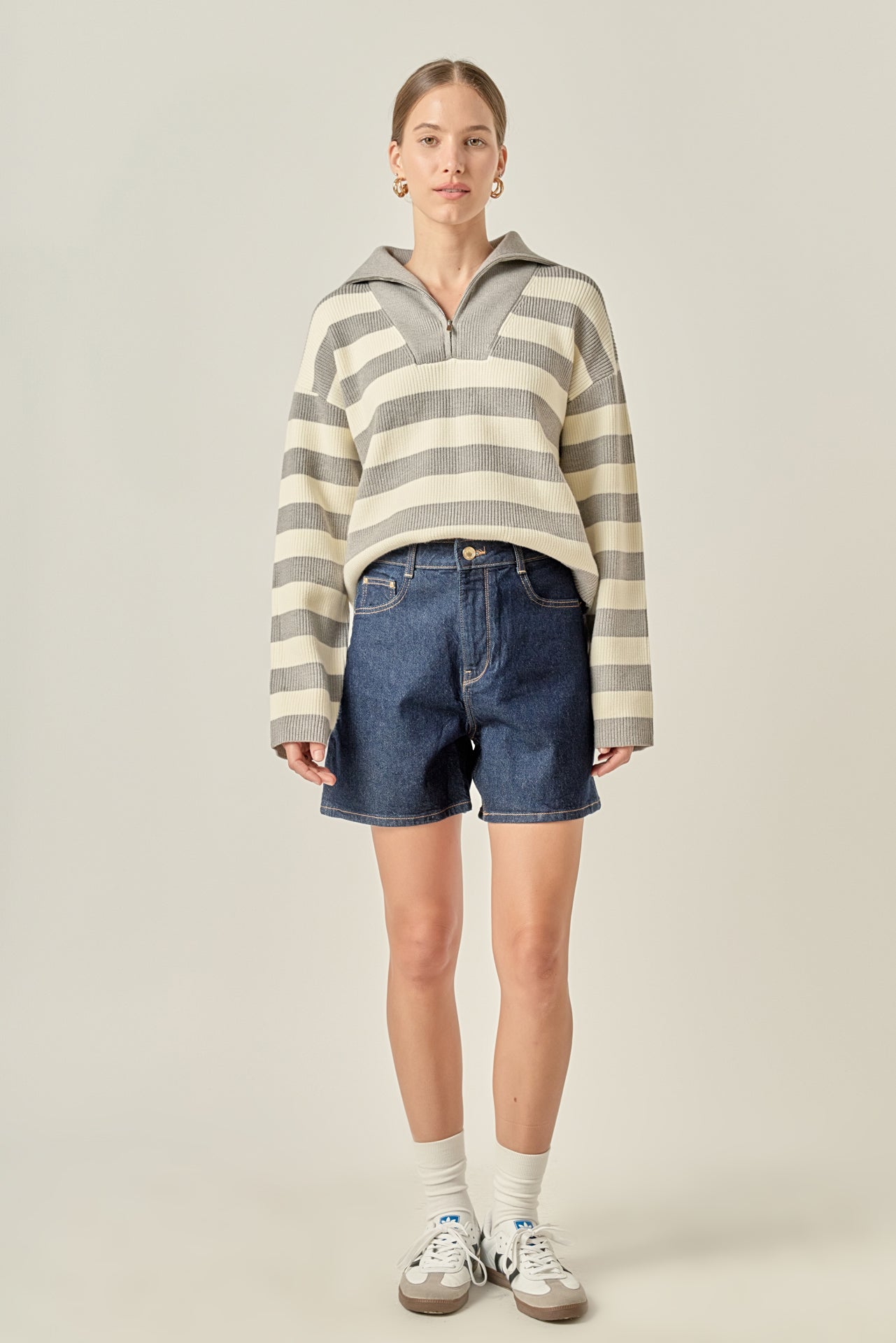 Striped Half-Zip Sweater