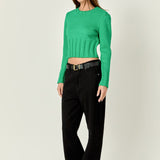Open Back Cropped Sweater - Green