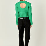 Open Back Cropped Sweater - Green