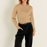 Open Back Cropped Sweater