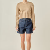 Open Back Cropped Sweater