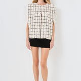 Premium Tweed Vest with Shoulder Pads