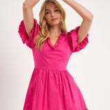 Midi Half Sleeve Ruffle Dress