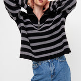 Striped Half-Zip Sweater- Sale