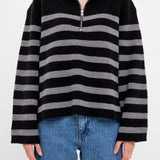 Striped Half-Zip Sweater- Sale